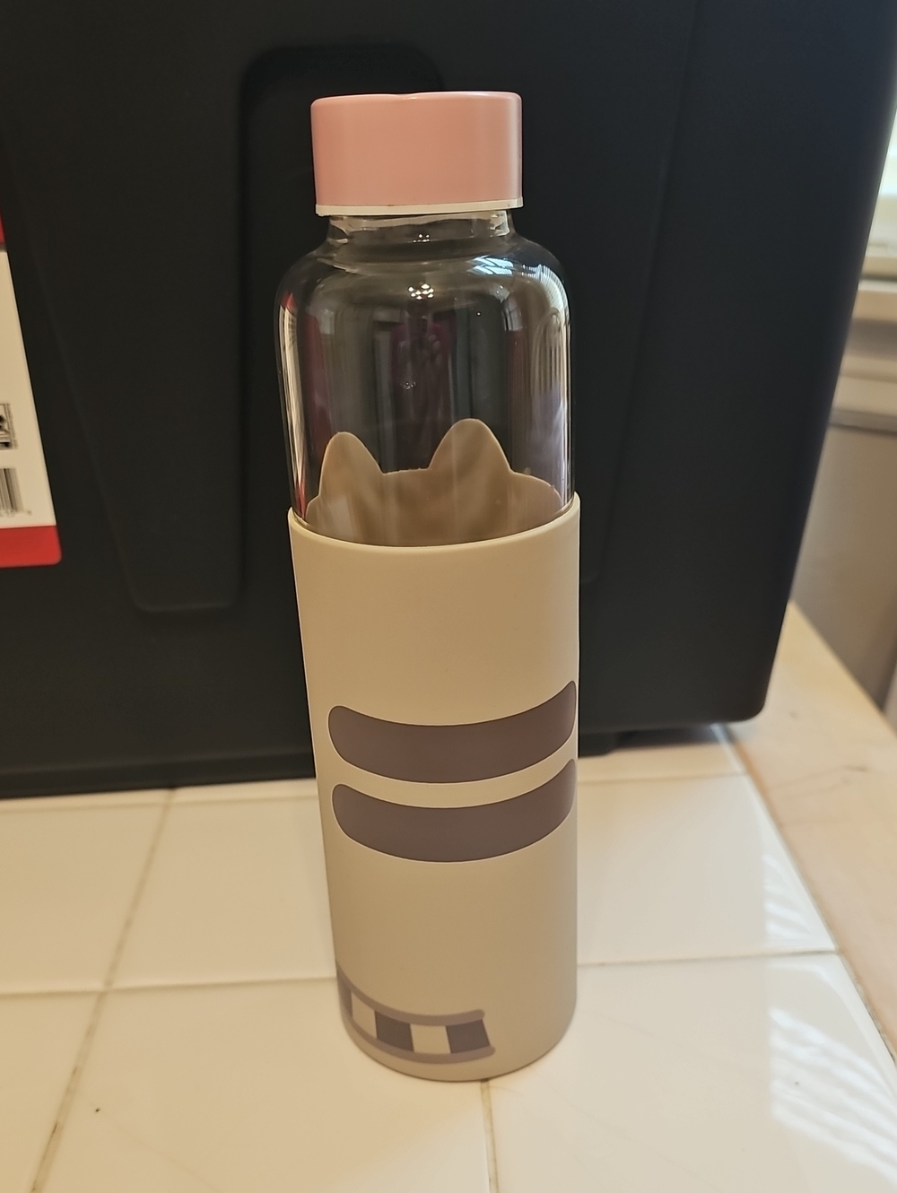 Pusheen The Cat Glass Water Bottle - Picture 2 of 5